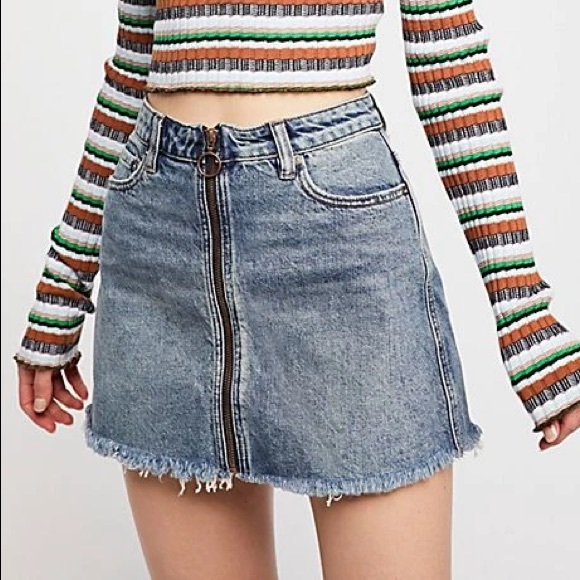 Free People Zip It Up Jean Skirt - Picture 2 of 6